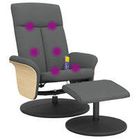 Thumbnail for Massagesessel mit Fußhocker Dunkelgrau Stoff
