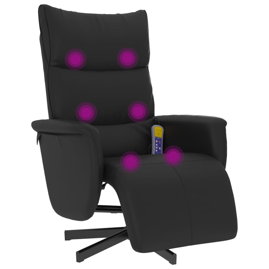 Massagesessel mit Fußteil Schwarz Kunstleder