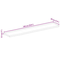 Thumbnail for Tischplatte 180x20x2,5 cm Baumkante Massivholz Raues Mangoholz