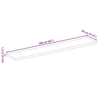 Thumbnail for Tischplatte 160x30x3,8 cm Baumkante Massivholz Raues Mangoholz