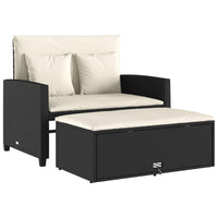 Thumbnail for Gartensofa mit Kissen 2-Sitzer Schwarz Poly Rattan