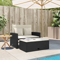 Thumbnail for Gartensofa mit Kissen 2-Sitzer Schwarz Poly Rattan