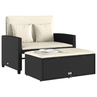 Thumbnail for Gartensofa mit Kissen 2-Sitzer Schwarz Poly Rattan