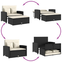 Thumbnail for Gartensofa mit Kissen 2-Sitzer Schwarz Poly Rattan