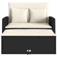 Thumbnail for Gartensofa mit Kissen 2-Sitzer Schwarz Poly Rattan