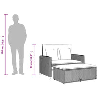 Thumbnail for Gartensofa mit Kissen 2-Sitzer Schwarz Poly Rattan