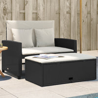 Thumbnail for Gartensofa mit Kissen 2-Sitzer Schwarz Poly Rattan