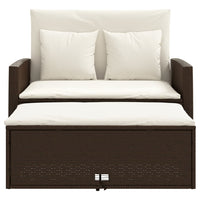 Thumbnail for Gartensofa mit Kissen 2-Sitzer Braun Poly Rattan