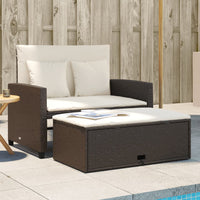 Thumbnail for Gartensofa mit Kissen 2-Sitzer Braun Poly Rattan