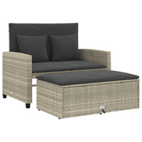 Thumbnail for Gartensofa mit Kissen 2-Sitzer Hellgrau Poly Rattan