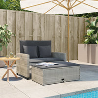 Thumbnail for Gartensofa mit Kissen 2-Sitzer Hellgrau Poly Rattan