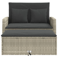 Thumbnail for Gartensofa mit Kissen 2-Sitzer Hellgrau Poly Rattan