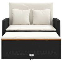 Thumbnail for Gartensofa mit Kissen 2-Sitzer Schwarz Poly Rattan&Akazienholz