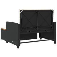 Thumbnail for Gartensofa mit Kissen 2-Sitzer Schwarz Poly Rattan&Akazienholz