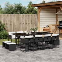 Thumbnail for 13-tlg. Garten-Essgruppe mit Kissen Schwarz Poly Rattan