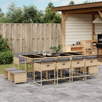 Thumbnail for 13-tlg. Garten-Essgruppe mit Kissen Beigemischung Poly Rattan
