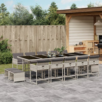 Thumbnail for 15-tlg. Garten-Essgruppe mit Kissen Hellgrau Poly Rattan