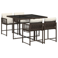 Thumbnail for 5-tlg. Garten-Essgruppe mit Kissen Braun Poly Rattan