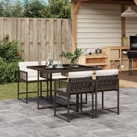 Thumbnail for 5-tlg. Garten-Essgruppe mit Kissen Braun Poly Rattan