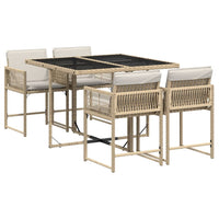 Thumbnail for 5-tlg. Garten-Essgruppe mit Kissen Beige Poly Rattan