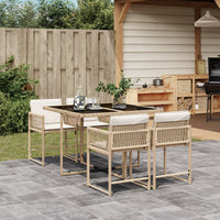 Thumbnail for 5-tlg. Garten-Essgruppe mit Kissen Beige Poly Rattan