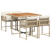 Thumbnail for 5-tlg. Garten-Essgruppe mit Kissen Beige Poly Rattan