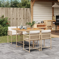 Thumbnail for 5-tlg. Garten-Essgruppe mit Kissen Beige Poly Rattan