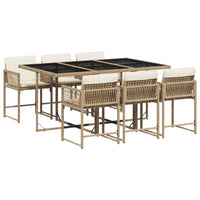 Thumbnail for 7-tlg. Garten-Essgruppe mit Kissen Beige Poly Rattan