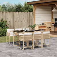 Thumbnail for 7-tlg. Garten-Essgruppe mit Kissen Beige Poly Rattan