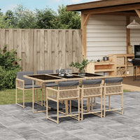 Thumbnail for 7-tlg. Garten-Essgruppe mit Kissen Beigemischung Poly Rattan