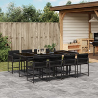 Thumbnail for 9-tlg. Garten-Essgruppe mit Kissen Schwarz Poly Rattan
