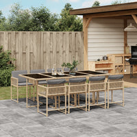 Thumbnail for 9-tlg. Garten-Essgruppe mit Kissen Beigemischung Poly Rattan