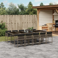 Thumbnail for 11-tlg. Garten-Essgruppe mit Kissen Grau Poly Rattan