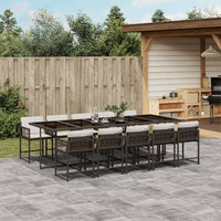 Thumbnail for 11-tlg. Garten-Essgruppe mit Kissen Braun Poly Rattan