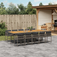 Thumbnail for 11-tlg. Garten-Essgruppe mit Kissen Grau Poly Rattan
