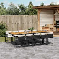 Thumbnail for 11-tlg. Garten-Essgruppe mit Kissen Schwarz Poly Rattan