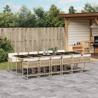 Thumbnail for 13-tlg. Garten-Essgruppe mit Kissen Beige Poly Rattan