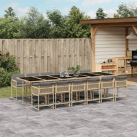 Thumbnail for 13-tlg. Garten-Essgruppe mit Kissen Beigemischung Poly Rattan