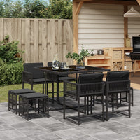 Thumbnail for 9-tlg. Garten-Essgruppe mit Kissen Schwarz Poly Rattan