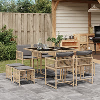 Thumbnail for 9-tlg. Garten-Essgruppe mit Kissen Beigemischung Poly Rattan