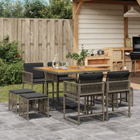 Thumbnail for 9-tlg. Garten-Essgruppe mit Kissen Grau Poly Rattan