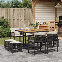 Thumbnail for 9-tlg. Garten-Essgruppe mit Kissen Schwarz Poly Rattan