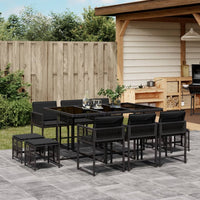 Thumbnail for 11-tlg. Garten-Essgruppe mit Kissen Schwarz Poly Rattan