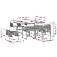 Thumbnail for 11-tlg. Garten-Essgruppe mit Kissen Braun Poly Rattan