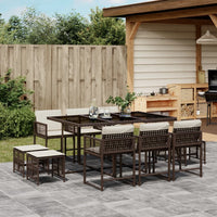 Thumbnail for 11-tlg. Garten-Essgruppe mit Kissen Braun Poly Rattan