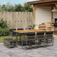 Thumbnail for 11-tlg. Garten-Essgruppe mit Kissen Grau Poly Rattan
