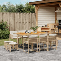 Thumbnail for 11-tlg. Garten-Essgruppe mit Kissen Beige Poly Rattan