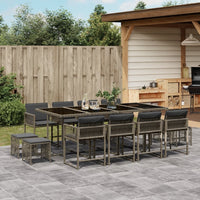 Thumbnail for 13-tlg. Garten-Essgruppe mit Kissen Grau Poly Rattan