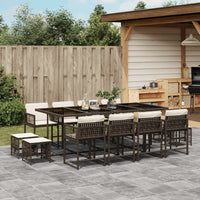Thumbnail for 13-tlg. Garten-Essgruppe mit Kissen Braun Poly Rattan