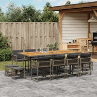 Thumbnail for 13-tlg. Garten-Essgruppe mit Kissen Grau Poly Rattan